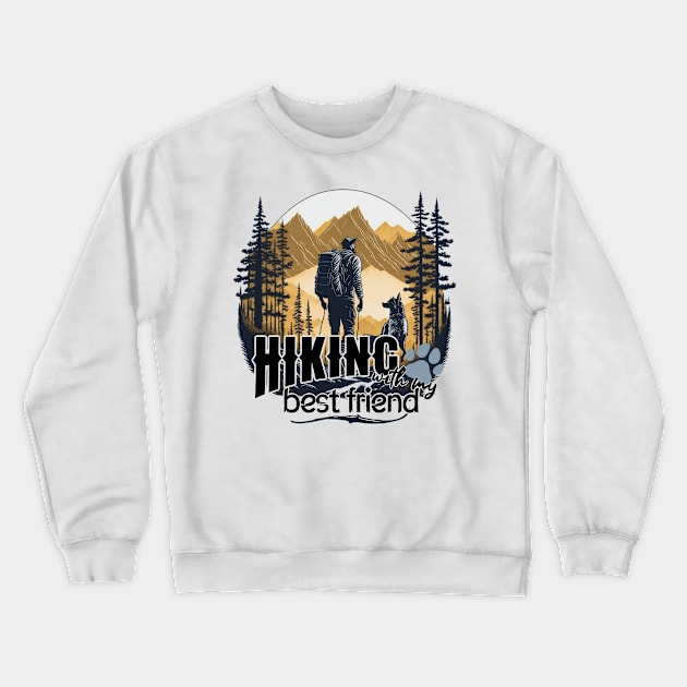 hiking mountains dog adventure Crewneck Sweatshirt by design-lab-berlin